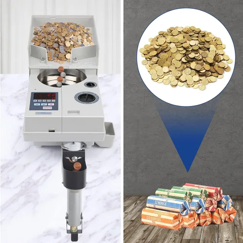 Vista 4 de Ribao - Envoltorios para monedas, paquete surtido de 400 unidades, rayas planas, 100 unidades de cada uno de níqueles, monedas de diez centavos