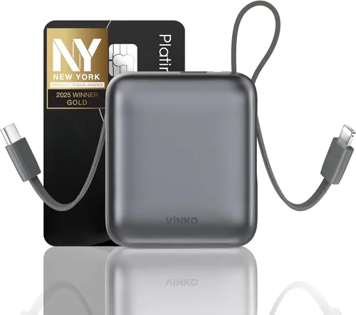 Vista 9 de VINKO Cargador Portátil con Cable Incorporado, 10000mAh 22.5W Carga Rápida Banco de Batería USB C, Banco de Energía para Teléfono Celular para Azul