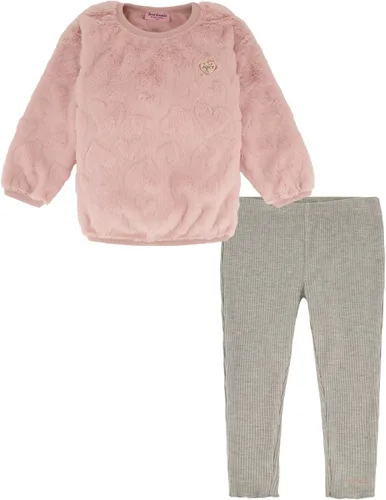 Juicy Couture Conjunto de 2 piezas de piel sintética y leggings para niñas, conjunto de 2 piezas de piel sintética y leggings