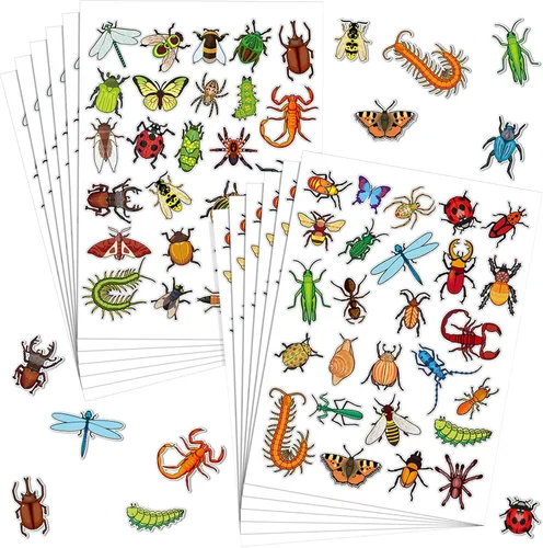 Jetec 1040 calcomanías de insectos para niños, lindas calcomanías de insectos de primavera para álbumes de recortes, álbum de recortes de mariposa,