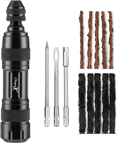 ShapeX Kit de reparación de neumáticos sin cámara para bicicleta MTB Cycling - Escariador, herramienta de enchufe, núcleo de válvula, tiras de