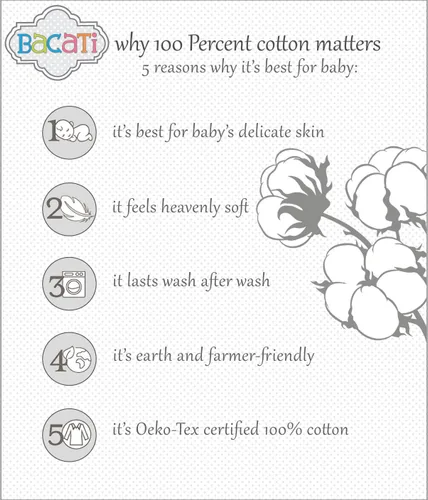 Vista 6 de Bacati - Juego de sábanas de 3 piezas para niñas pequeñas, 100% algodón, incluye sábana bajera, sábana superior y funda de almohada para cama