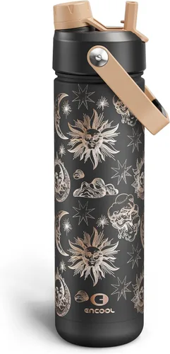 Vista 115 de Botella de agua aislada para niños con popote, botella de agua de acero inoxidable de 12 onzas con boquilla doble, a prueba de fugas, sin BPA, al