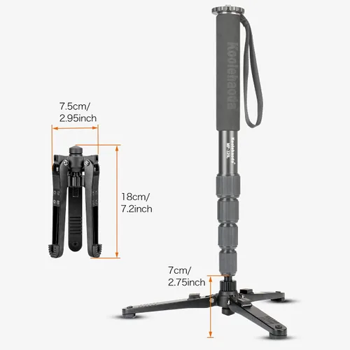 Vista 5 de Koolehaoda Base de trípode para monopie, soporte de escritorio de tornillo de 3/8 pulgadas con tres pies, soporte universal de 3 patas, soporte