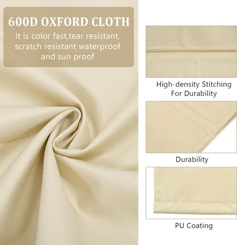 Vista 3 de Funda de repuesto para asiento de columpio de patio, impermeable, Oxford, para columpio de 3 asientos, para columpios de jardín al aire libre, Beige