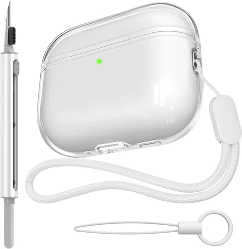 Vista 19 de Funda transparente compatible con AirPods Pro 2, funda protectora de TPU suave [LED frontal visible] [antiamarilleo] compatible con AirPods Pro