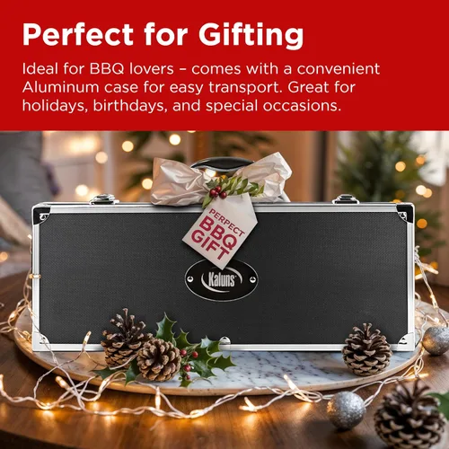 Vista 9 de Kaluns Accesorios para Barbacoa, Regalos para Papá para Navidad, Regalos para Barbacoa, Juego de Herramientas para Barbacoa de Acero Inoxidable