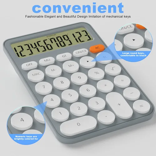 Vista 4 de Calculadoras lindas de escritorio de 6.3 x 4.3 pulgadas/6.3 x 4.3 in, calculadora de escritorio de 12 dígitos, pantalla LCD extragrande, gran Azul