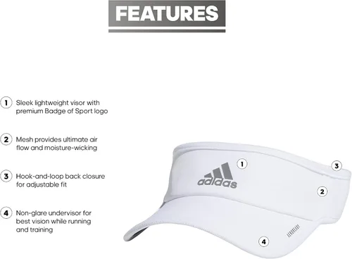 Vista 2 de adidas Women's Superlite 2 Athletic Sport Performance Adjustable Fit Visor