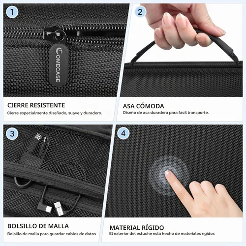 Vista 4 de Comecase Funda rígida para DJI Osmo Mobile 8, OM 7 Pro y OM 7, forro de Negro