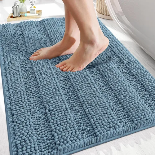Vista 283 de OLANLY Alfombras de Baño Gruesas de 47 x 20 pulgadas, Extra Suaves Absorbentes de Chenilla a Rayas, Respaldo de Goma, Lavables y Secables a Máquina