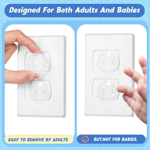 Vista 5 de Thyle 50 fundas de enchufes a granel para niños a prueba de bebés para enchufes eléctricos, tapas de enchufe fácil de instalar, resistente y seguro