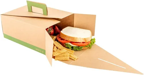 Vista 8 de Restaurantware Cater Tek - Cajas de alimentos de 9 x 7 x 3 pulgadas, 100 recipientes de alimentos resistentes a la grasa para llevar, con asa, papel