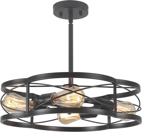 Vista 10 de Lámpara de techo industrial negra semiempotrada, iluminación de cocina de granja, lámparas de techo inclinadas para comedor, pasillo, entrada, 2 2