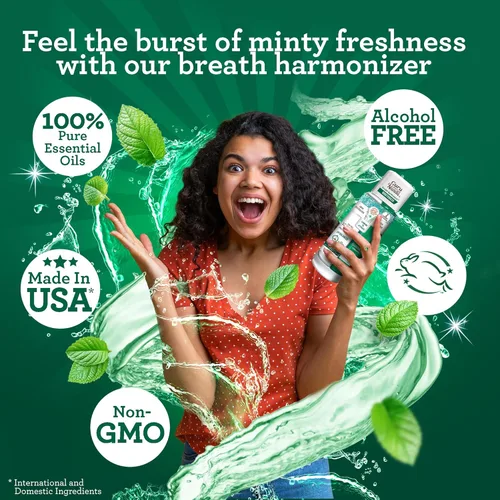 Vista 7 de GuruNanda Enjuague Bucal Armonizador de Aliento de Doble Barril - Refresca el Aliento - Sin Alcohol y Fluoruro con Clorito de Sodio y Aceites