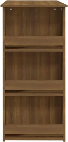 Vista 7 de Modern Brown Oak Bar Table with 3 Shelves Engineered Wood Kitchen Island Counter Height Table for Dining Room and Home Bar