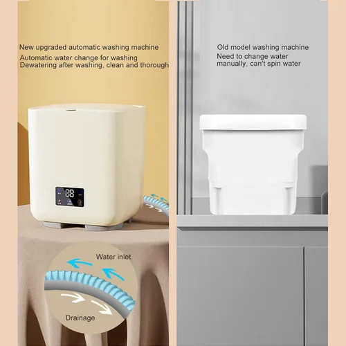 Vista 7 de Topyond Lavadora portátil automática de 7 L, gran capacidad con secado giratorio para dormitorio, apartamento familiar, caravana, mini lavadora