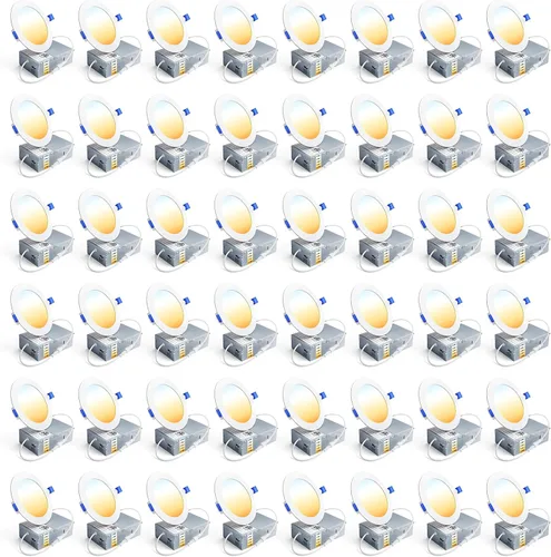 Vista 10 de Ensenior - Paquete de 20 luces LED empotrables de 4 pulgadas para techo, regulables, 2700K-5000K, 5CCT, 750LM, 9W, 120V, luz de oblea sin carcasa