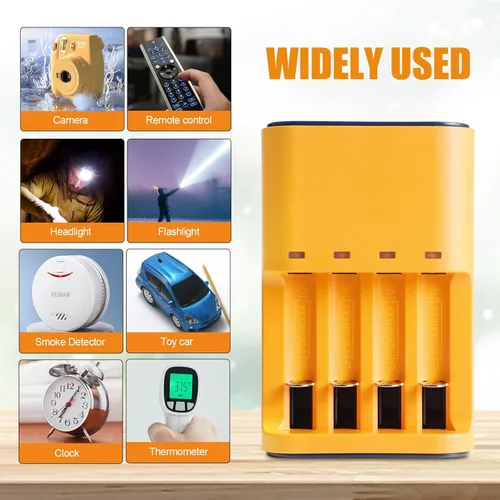 Vista 6 de Cargador de batería AA AAA de 4 bahías, cargador de batería inteligente USB AA AAA para baterías recargables AA AAA NiMH NiCD 1.2V (con 8 pilas AAA)