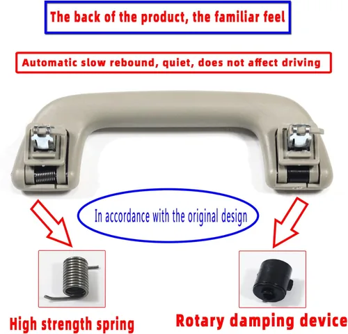Vista 3 de Tirador de techo automático, riel de agarre gris con gancho LH = RH universal para Toyota para Corolla para Rav4 Yaris Vios OEM: 74610-52020