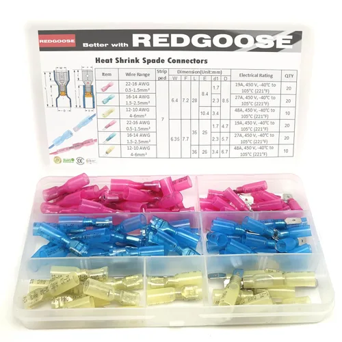 Vista 6 de 100 conectores de bala termorretráctiles calibre 22-10, aislados, impermeables, eléctricos, marinos, automotrices, hembras y machos, kit surtido