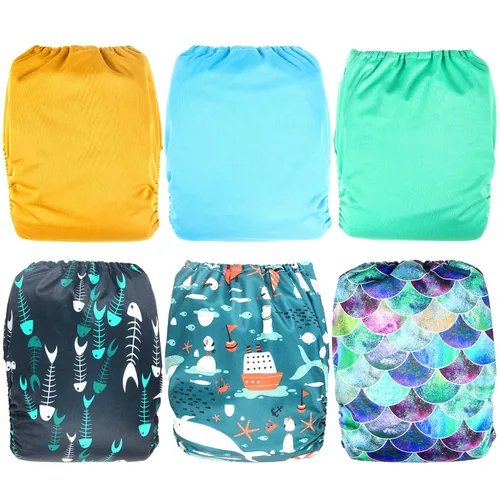 Vista 5 de Leekalos Pañales de tela reutilizables para niños y niñas, pañal de bebé con insertos y bolsa húmeda, talla única