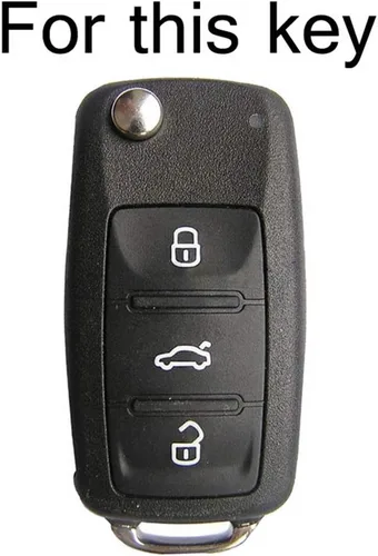 Vista 2 de 2 PIEZAS Funda de Silicona para Llave de Mando a Distancia de 3 Botones, para VW Beetle, Caddy, Eos, Jetta, Golf, Polo, Scirocco, Sharan, Tiguan