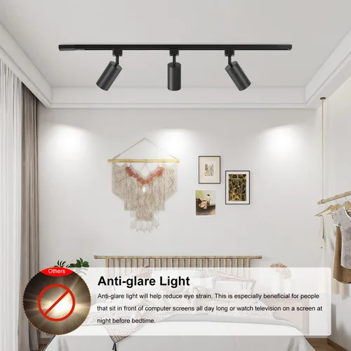 Vista 6 de VANoopee Cabezales de Iluminación de Riel GU10 Tipo H Negro, Cabezales de Luz de Riel LED Compatibles con Sistema Estilo Halo, Adaptador de Base