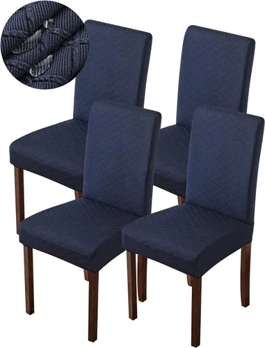 Vista 23 de Genina Fundas impermeables para sillas de comedor, fundas para sillas Parsons de cocina, fundas para sillas Parsons (beige, 2 piezas)