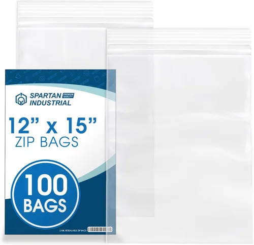 Vista 11 de Spartan Industrial - 9 x 12 pulgadas (100 unidades) 2 mil, bolsas de plástico transparentes con cierre reutilizables con cremallera y sello