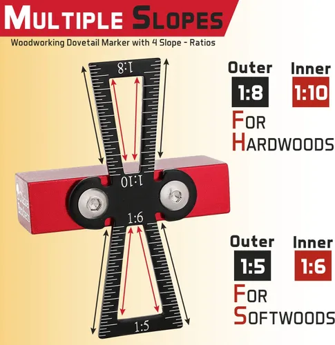 Vista 3 de Marcador de cola de milano - Herramienta de cola de milano de madera - Herramienta de mano para carpintería para manualidades - Guía precisa de cola