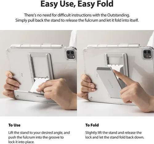 Vista 6 de Ringke Fusion with Outstanding Funda + soporte Funda compatible con iPad Pro de 11 pulgadas (4 2022, 3 2021, 2 2020, 1 2018), funda transparente