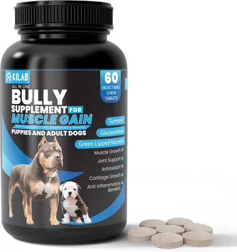 Kilab Ganador de peso para perros – Suplemento para el crecimiento muscular de 60 unidades – Suplemento de crecimiento muscular para perros,