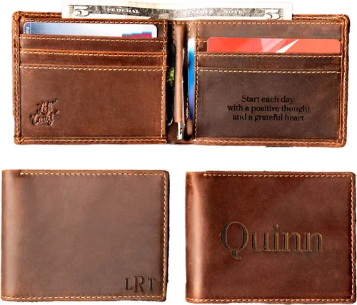Slim Personalized Distressed Leather Wallet The Key Largo Wallet by Left Coast Original