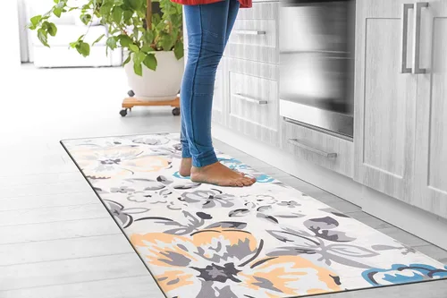 Vista 5 de Rugshop - Tapete antifatiga de pie, floral, moderno, 18 x 47 pulgadas, color crema