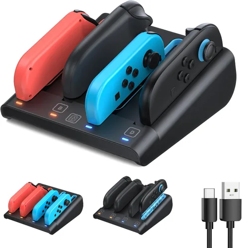 Switch 12 Compatible FASTSNAIL 8-in-1 Charging Dock for Nintendo Switch 2 & 1OLED for Joy-Con 2, Dual-Direction Magnetic Fast Controller Charger