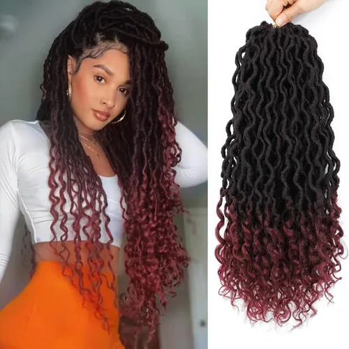 Vista 19 de Rastas de diosa de pelo de ganchillo de 18 pulgadas, 6 paquetes, pelo de ganchillo postizo previamente enrollado, pelo de ganchillo suave