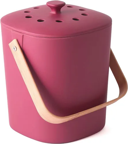 Vista 14 de Bamboozle - Contenedor de abono de 1 galón, viene con filtro a base de cáñamo, materiales sostenibles, compostador de encimera interior, suministros