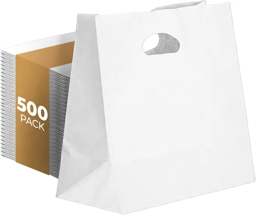 Vista 10 de PTP BAGS - Bolsas naturales y blancas de papel de estraza, 11 x 6 x 11 pulgadas, bolsas para servicio de alimentos