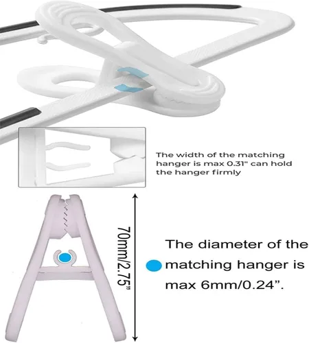 Vista 9 de Clips de plástico resistentes para colgar – multiusos para jeans, faldas, suéteres y pantalones (30 unidades, blanco)