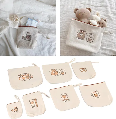 Vista 9 de Bear Print Travel Set, 7PCS Storage Bags, th Lanyard, Reu Travel for up Access