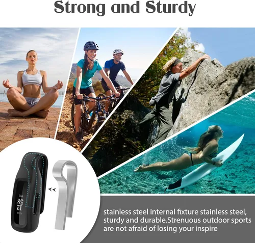 Vista 3 de HSWAI Paquete de 3 clips de repuesto para Fitbit Inspire 2/Fitbit Inspire 3, clip de silicona suave y cómodo de protección de 360°, accesorio