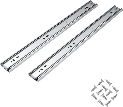 Vista 12 de Knobonly 1 par de correderas de cajón de montaje lateral de 12 pulgadas, rodamiento de bolas de cierre suave plateado para gabinete de cocina