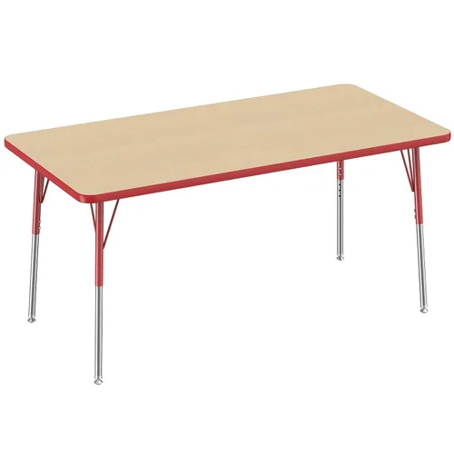 Vista 130 de FDP - Mesa rectangular para actividades escolares y de oficina (24 x 36 pulgadas), patas estándar con deslizadores giratorios, altura ajustable