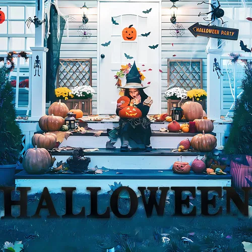 Vista 4 de AOCEAN Letras de madera negra de 12 pulgadas Letras de madera sin terminar para Halloween Letras decorativas de pie Rebanadas Tablero