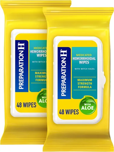 Preparation H Toallitas desechables para hemorroides con hamamelis para aliviar la irritación de la piel, 96 unidades