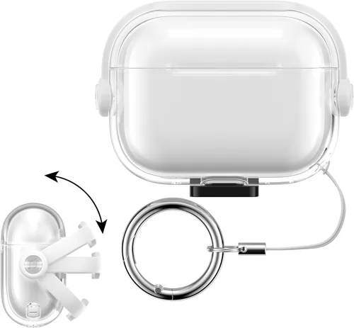 Vista 8 de kwmobile Funda transparente para auriculares compatible con Apple Airpods Pro 2 / Pro 1 - Funda de TPU para auriculares con soporte para teléfono