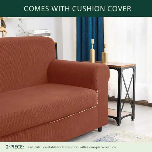 Vista 372 de CHUN YI Fundas para sofá de 7 piezas, lavables, fundas elásticas para sofá de 3 cojines con respaldo y fundas de cojín separados, protector