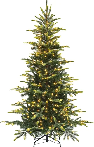 Yaheetech - Árbol artificial de Navidad de abedul artificial preiluminado de 6 pies con 400 luces LED blancas cálidas, árbol de Navidad