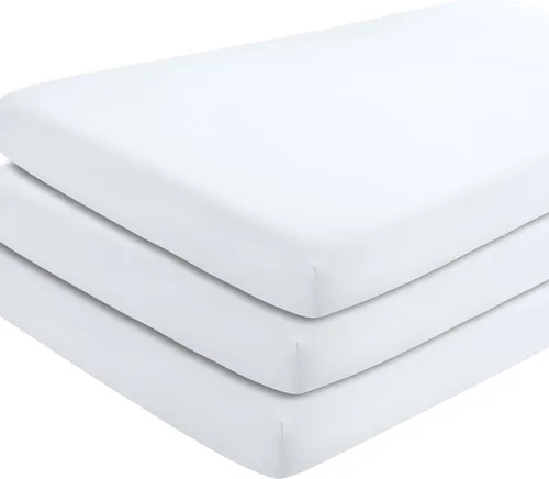Bare Home Paquete de 3 sábanas bajeras para cuna, microfibra ultrasuave 1800 de primera calidad, transpirable, sábana de bebé, para niños y niñas